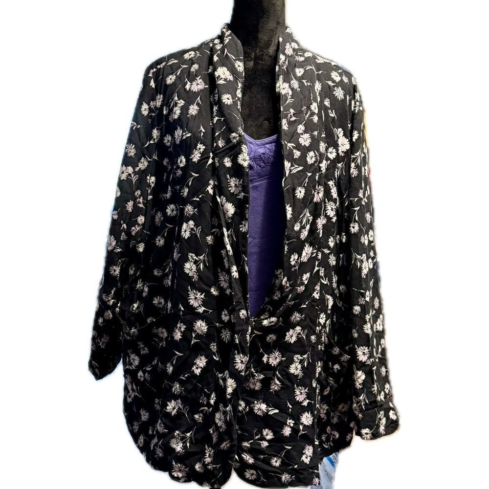 Woman Within, Womens 28w 3/4 sleeve single snap closeure‎ cardigan with pockets